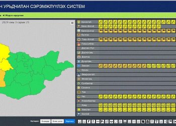 Цаг агаарын аюултай үзэгдлээс сэрэмжлүүлэх мэдээ