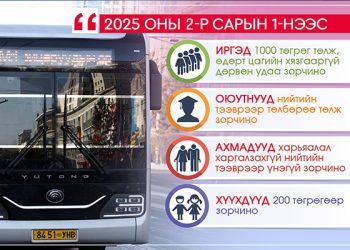 Хоёрдугаар сарын 1-нээс нийтийн тээврээр 1000 төгрөгөөр өдөрт дөрвөн удаа зорчино