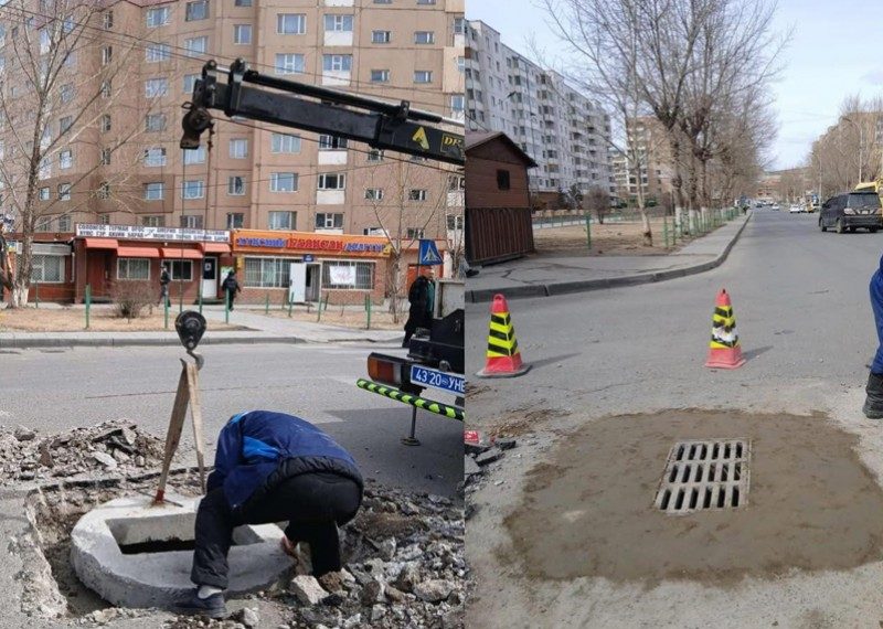 Эвдэрч гэмтсэн шугам сүлжээний худгуудыг засварлаж байна