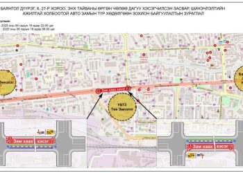 10 дугаар хорооллын уулзвараас 25 дугаар эмийн сангийн уулзвар хүртэлх замыг хааж, шинэчилнэ