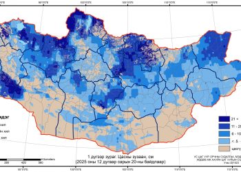 Өмнөх арван хоногтой харьцуулахад цасан бүрхүүл 7 хувиар нэмэгдсэн байна