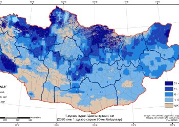 Цасан бүрхүүлийн хэмжээг өмнөх арван хоногтой харьцуулахад 5 хувиар буурсан байна
