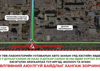 Геологийн төв лабораторийн уулзварын авто замын урд хэсгийн хөдөлгөөнийг түр хугацаанд хэсэгчлэн хязгаарлана